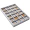 Gray Velvet 24 Grid Stackable Jewelry Tray Display, Ring and Earring Storage Organizer Drawer (13.5 x 9.5 x 1.2 In)